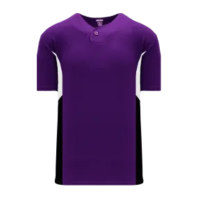Athletic Knit (AK) BA1763Y-438 Youth Purple/White/Black One-Button Baseball Jersey