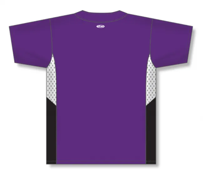 Athletic Knit (AK) BA1763Y-438 Youth Purple/White/Black One-Button Baseball Jersey