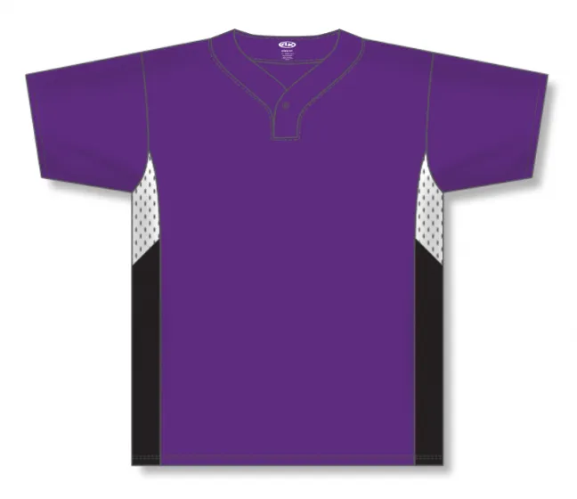 Athletic Knit (AK) BA1763Y-438 Youth Purple/White/Black One-Button Baseball Jersey