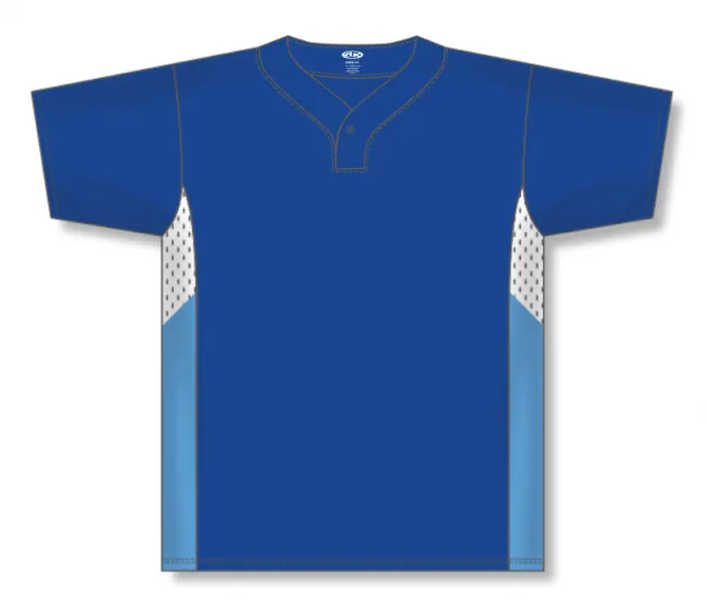 Athletic Knit (AK) BA1763Y-445 Youth Royal Blue/White/Sky Blue One-Button Baseball Jersey