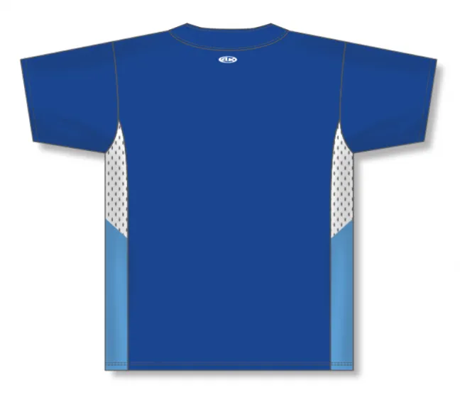Athletic Knit (AK) BA1763Y-445 Youth Royal Blue/White/Sky Blue One-Button Baseball Jersey