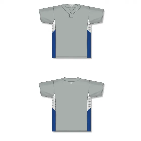 Athletic Knit (AK) BA1763Y-450 Youth Grey/White/Royal Blue One-Button Baseball Jersey