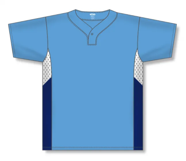 Athletic Knit (AK) BA1763Y-475 Youth Sky Blue/White/Navy One-Button Baseball Jersey