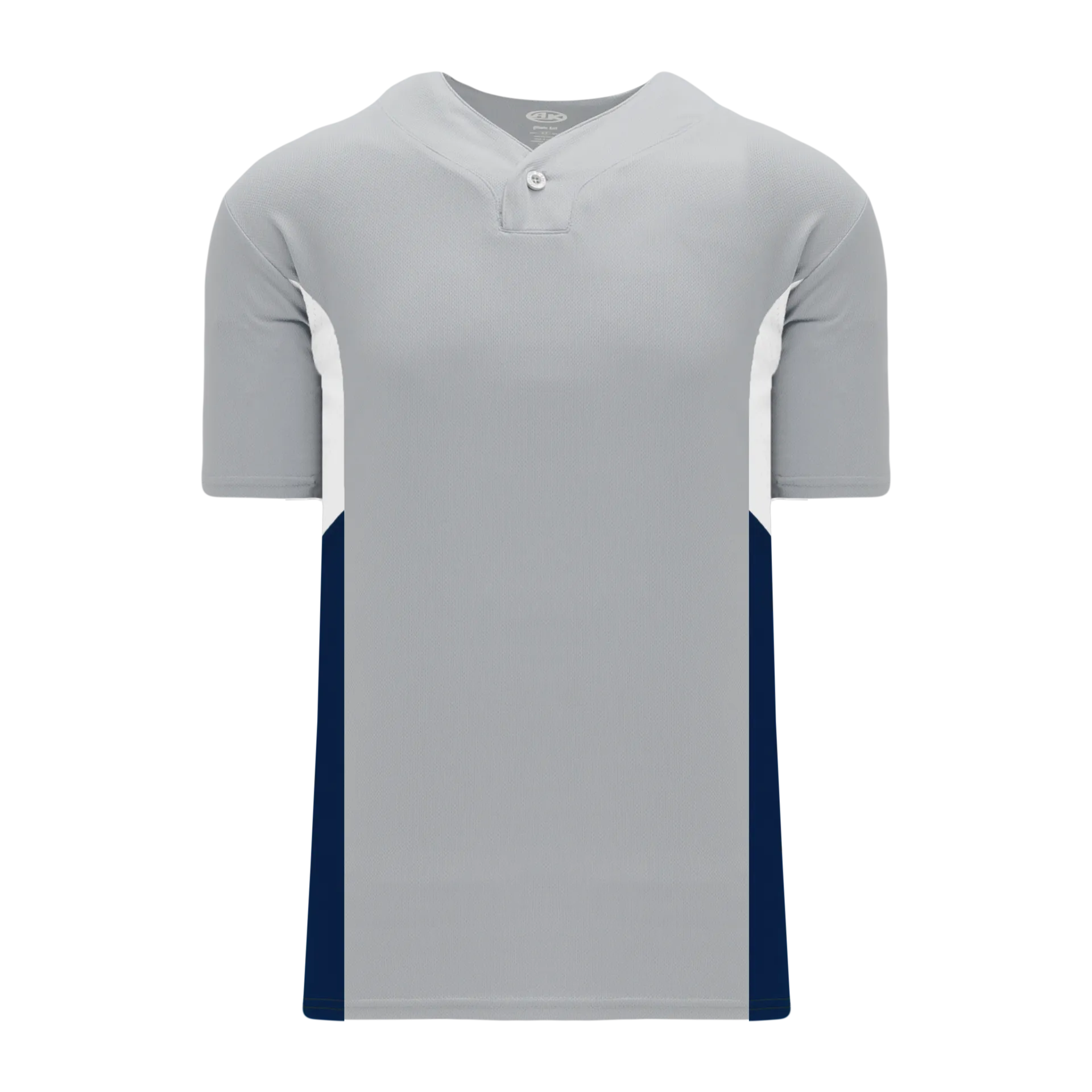 Athletic Knit (AK) BA1763Y-548 Youth Grey/White/Navy One-Button Baseball Jersey
