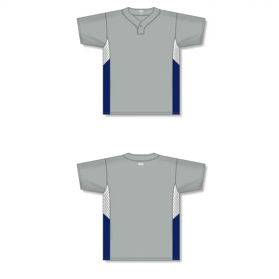 Athletic Knit (AK) BA1763Y-548 Youth Grey/White/Navy One-Button Baseball Jersey