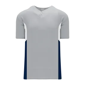 Athletic Knit (AK) BA1763Y-548 Youth Grey/White/Navy One-Button Baseball Jersey