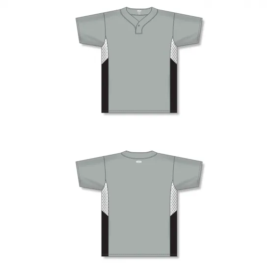 Athletic Knit (AK) BA1763Y-973 Youth Grey/White/Black One-Button Baseball Jersey