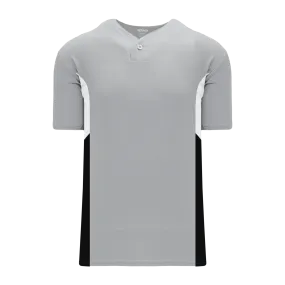Athletic Knit (AK) BA1763Y-973 Youth Grey/White/Black One-Button Baseball Jersey