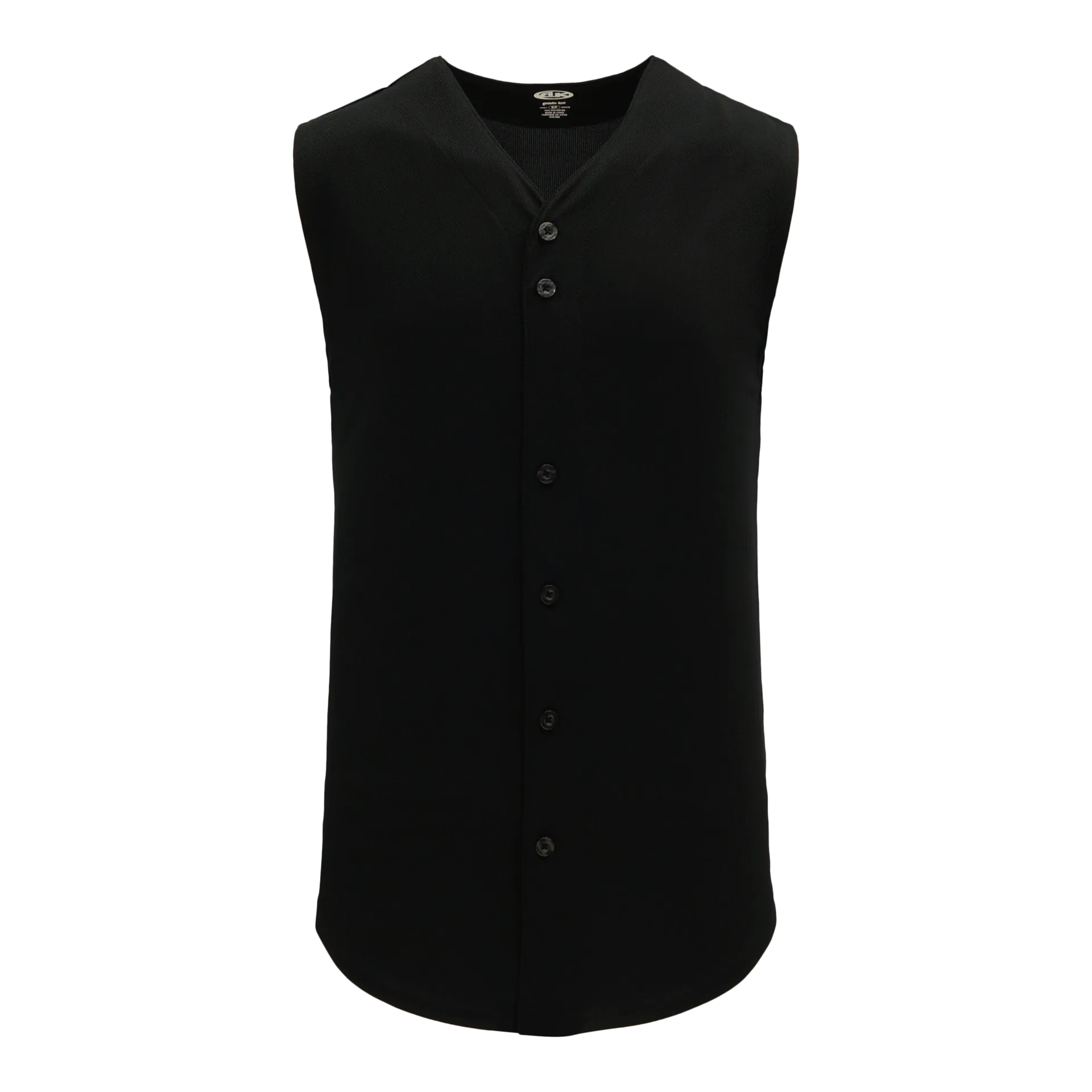Athletic Knit (AK) BA1812A-001 Adult Black Sleeveless Full Button Baseball Jersey