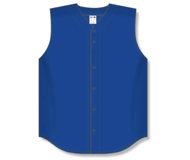 Athletic Knit (AK) BA1812A-002 Adult Royal Blue Sleeveless Full Button Baseball Jersey