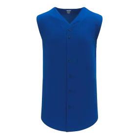 Athletic Knit (AK) BA1812A-002 Adult Royal Blue Sleeveless Full Button Baseball Jersey