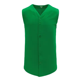 Athletic Knit (AK) BA1812A-007 Adult Kelly Green Sleeveless Full Button Baseball Jersey