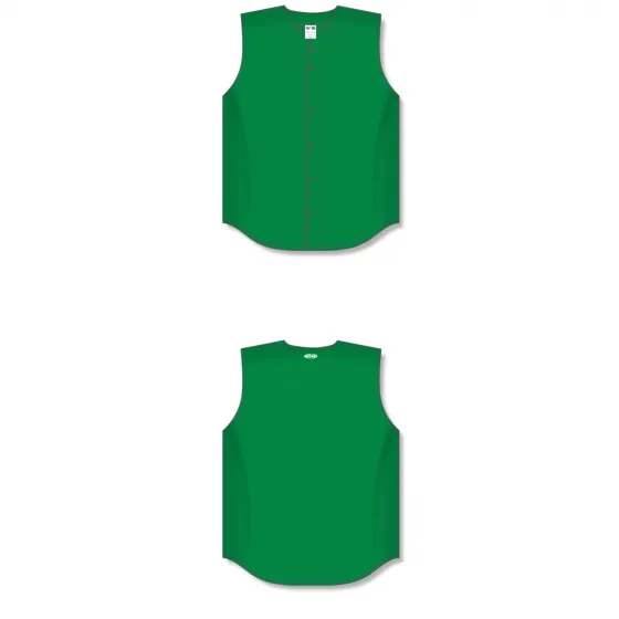Athletic Knit (AK) BA1812A-007 Adult Kelly Green Sleeveless Full Button Baseball Jersey