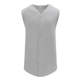 Athletic Knit (AK) BA1812A-012 Adult Grey Sleeveless Full Button Baseball Jersey
