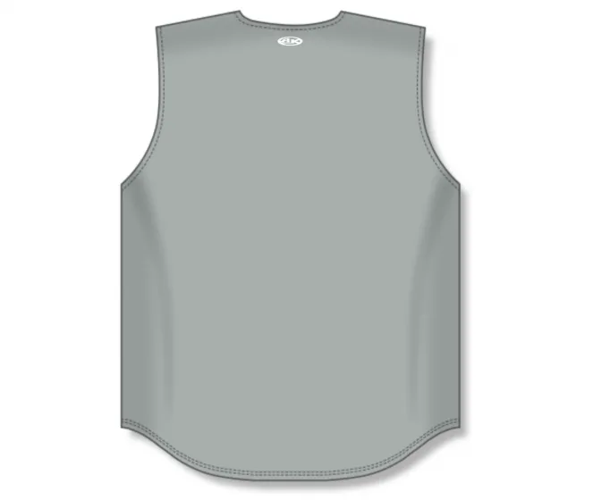 Athletic Knit (AK) BA1812A-012 Adult Grey Sleeveless Full Button Baseball Jersey