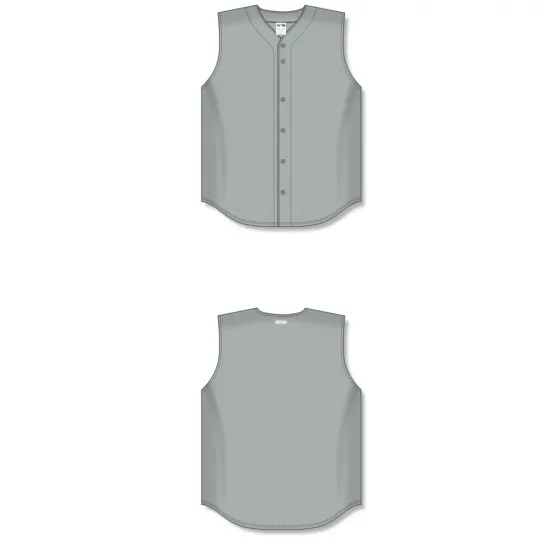 Athletic Knit (AK) BA1812A-012 Adult Grey Sleeveless Full Button Baseball Jersey