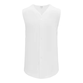Athletic Knit (AK) BA1812Y-000 Youth White Sleeveless Full Button Baseball Jersey