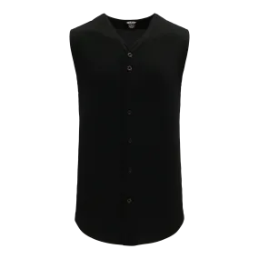 Athletic Knit (AK) BA1812Y-001 Youth Black Sleeveless Full Button Baseball Jersey