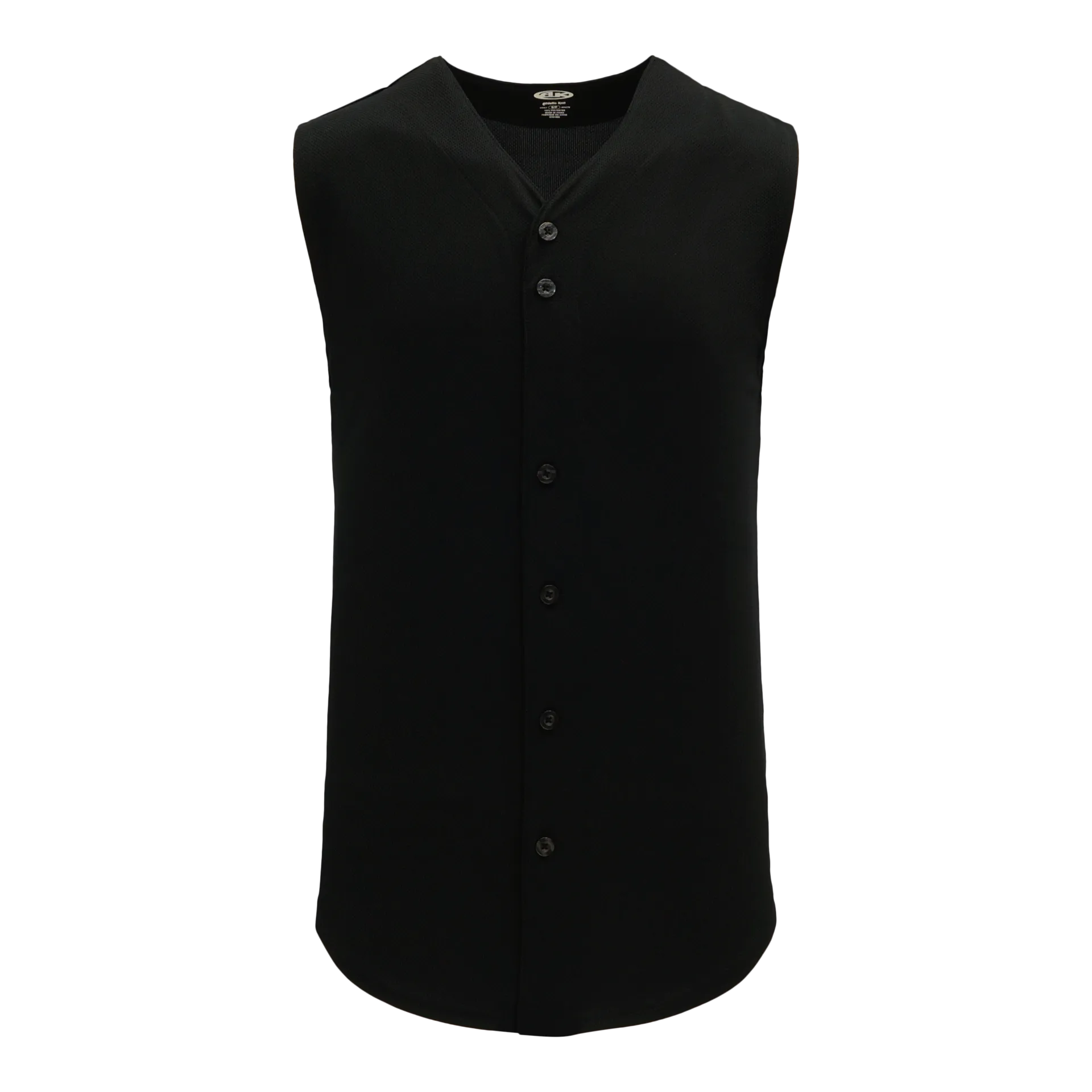 Athletic Knit (AK) BA1812Y-001 Youth Black Sleeveless Full Button Baseball Jersey