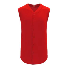 Athletic Knit (AK) BA1812Y-005 Youth Red Sleeveless Full Button Baseball Jersey
