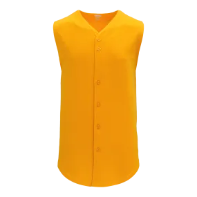 Athletic Knit (AK) BA1812Y-006 Youth Gold Sleeveless Full Button Baseball Jersey