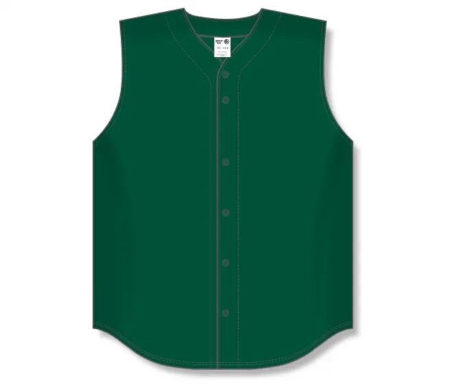 Athletic Knit (AK) BA1812Y-029 Youth Dark Green Sleeveless Full Button Baseball Jersey