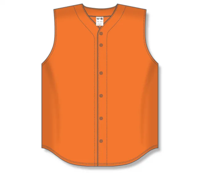 Athletic Knit (AK) BA1812Y-064 Youth Orange Sleeveless Full Button Baseball Jersey