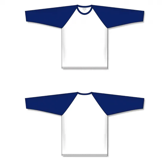 Athletic Knit (AK) BA1846A-217 Adult White/Navy Pullover Baseball Jersey