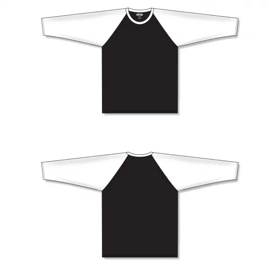 Athletic Knit (AK) BA1846A-221 Adult Black/White Pullover Baseball Jersey