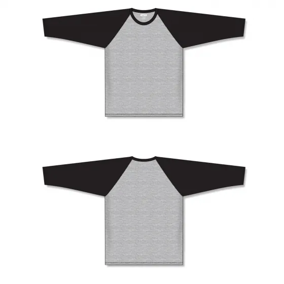 Athletic Knit (AK) BA1846Y-920 Youth Heather Grey/Black Pullover Baseball Jersey