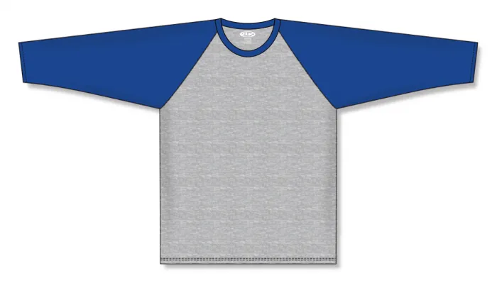 Athletic Knit (AK) BA1846Y-922 Youth Heather Grey/Royal Blue Pullover Baseball Jersey