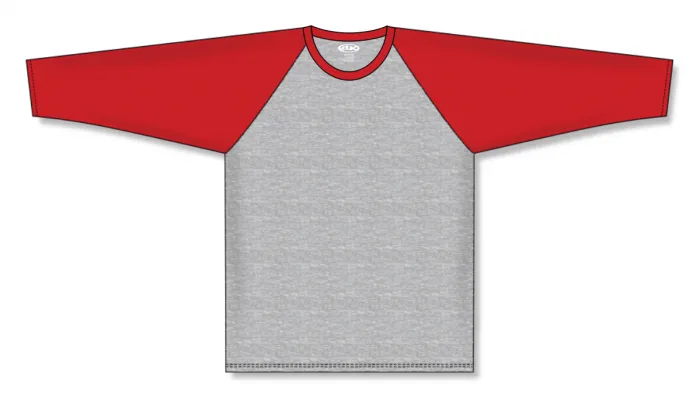 Athletic Knit (AK) BA1846Y-923 Youth Heather Grey/Red Pullover Baseball Jersey
