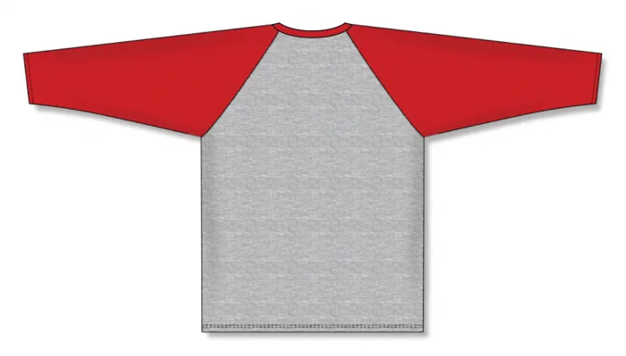 Athletic Knit (AK) BA1846Y-923 Youth Heather Grey/Red Pullover Baseball Jersey