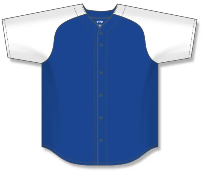 Athletic Knit (AK) BA1875A-206 Adult Royal Blue/White Full Button Baseball Jersey
