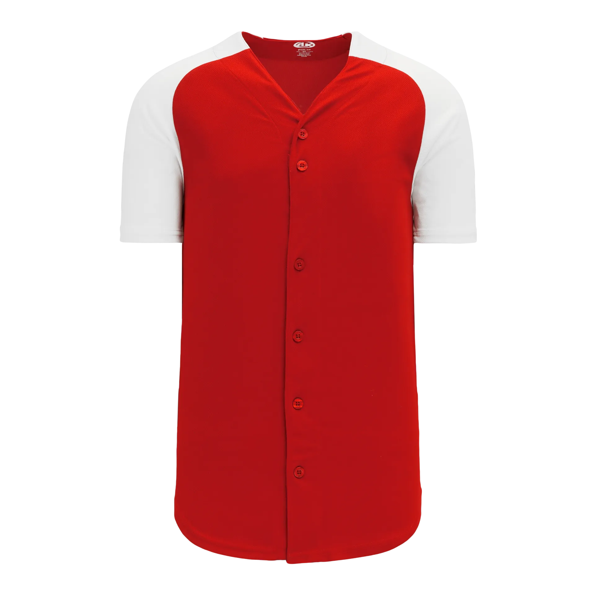 Athletic Knit (AK) BA1875A-208 Adult Red/White Full Button Baseball Jersey