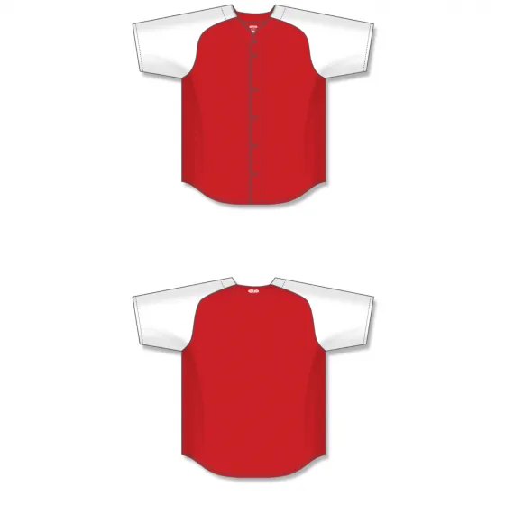 Athletic Knit (AK) BA1875A-208 Adult Red/White Full Button Baseball Jersey