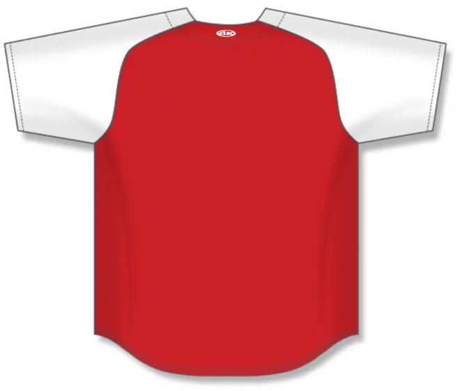Athletic Knit (AK) BA1875A-208 Adult Red/White Full Button Baseball Jersey