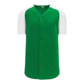 Athletic Knit (AK) BA1875A-210 Adult Kelly Green/White Full Button Baseball Jersey