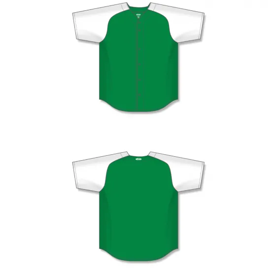Athletic Knit (AK) BA1875A-210 Adult Kelly Green/White Full Button Baseball Jersey
