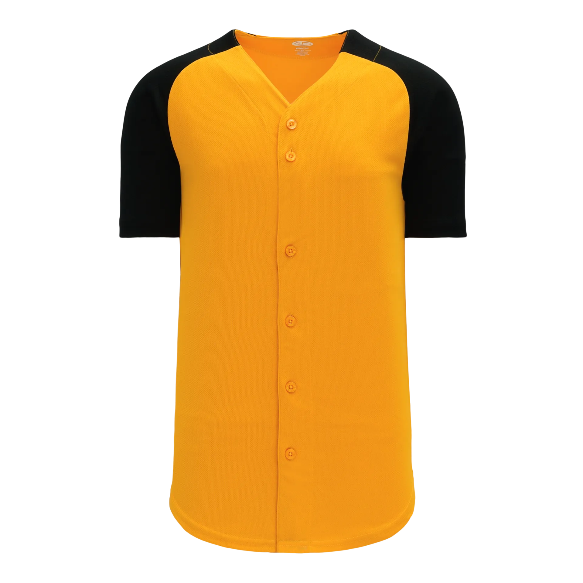 Athletic Knit (AK) BA1875A-213 Adult Gold/Black Full Button Baseball Jersey