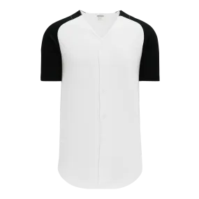 Athletic Knit (AK) BA1875A-222 Adult White/Black Full Button Baseball Jersey