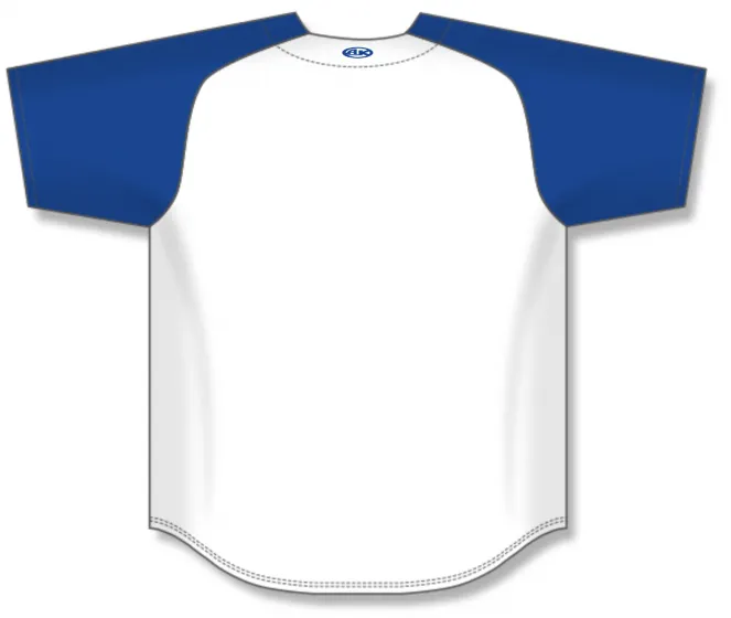 Athletic Knit (AK) BA1875Y-207 Youth White/Royal Blue Full Button Baseball Jersey