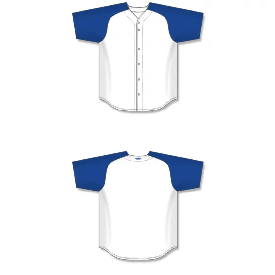 Athletic Knit (AK) BA1875Y-207 Youth White/Royal Blue Full Button Baseball Jersey