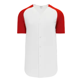 Athletic Knit (AK) BA1875Y-209 Youth White/Red Full Button Baseball Jersey