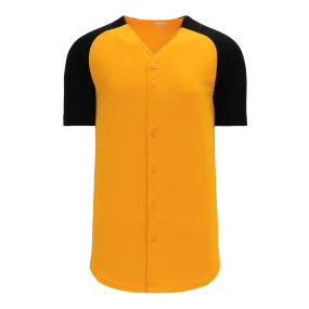Athletic Knit (AK) BA1875Y-213 Youth Gold/Black Full Button Baseball Jersey