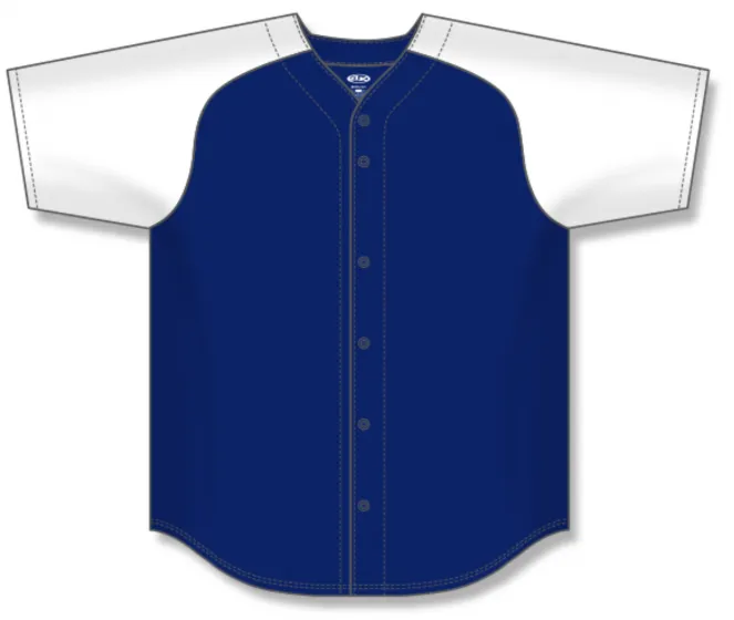 Athletic Knit (AK) BA1875Y-216 Youth Navy/White Full Button Baseball Jersey