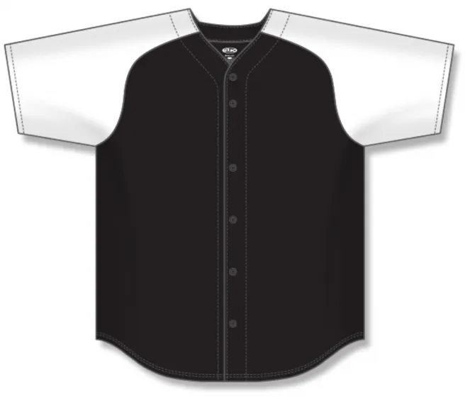 Athletic Knit (AK) BA1875Y-221 Youth Black/White Full Button Baseball Jersey