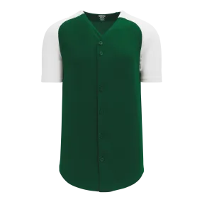 Athletic Knit (AK) BA1875Y-260 Youth Dark Green/White Full Button Baseball Jersey