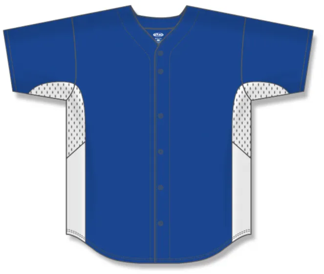 Athletic Knit (AK) BA1890A-206 Adult Royal Blue/White Full Button Baseball Jersey