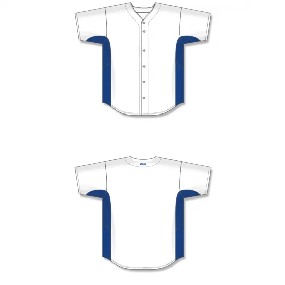 Athletic Knit (AK) BA1890A-207 Adult White/Royal Blue Full Button Baseball Jersey